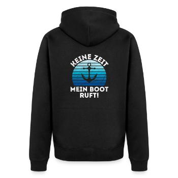 Bootsfahrer Bootfahren Motorboot Anker Schiffer - Unisex Premium Bio Zip Hoodie - Schwarz - Hinten - Nico (187cm)