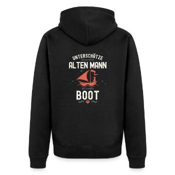 Bootsfahrer Bootfahren Segeln Segler Segelboot - Unisex Premium Bio Zip Hoodie - Schwarz - Hinten - Nico (187cm)