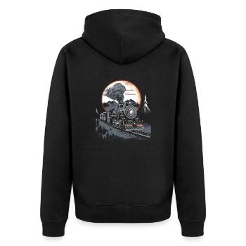Dampflokomotive Dampflok Eisebahner Geschenk Lok - Unisex Premium Bio Zip Hoodie - Schwarz - Hinten - Nico (187cm)