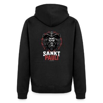 St Pauli Retro Piratenkopf Hansestadt Hambourg - Veste à capuche bio Premium Unisexe - noir - Dos - Nico (187cm)