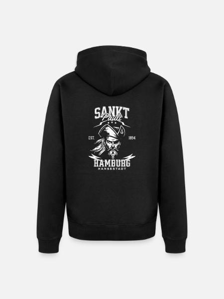 St Pauli Retro Piratenkopf Hansestadt Hamburg - Unisex Premium Organic Zip Hoodie - black