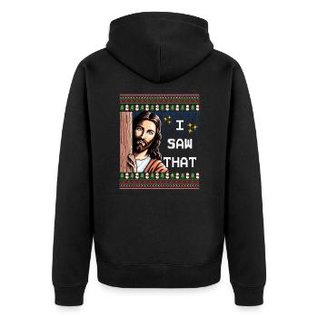 Ugly Ugly Christmas Sweater Jesus Meme - Unisex Premium Organic Zip Hoodie - black - Back - Nico (187cm)