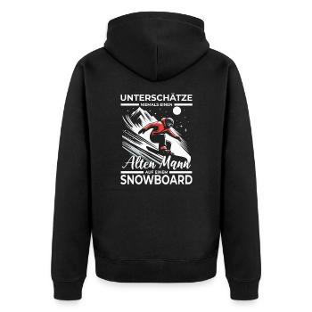Snowboard Snowboarder Snowboarding Sternenhimmel - Unisex Premium Bio Zip Hoodie - Schwarz - Hinten - Nico (187cm)