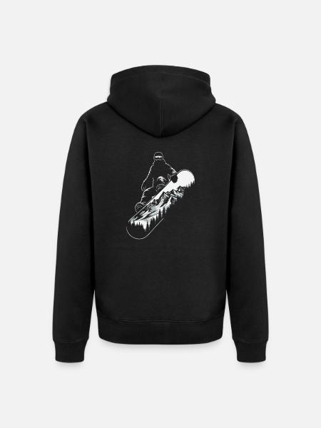 Snowboard Snowboarder Snowboarding Mountain Landscape - Unisex Premium Organic Zip Hoodie - black