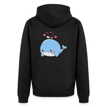 Love Whale - Gift Idea - Unisex Premium Organic Zip Hoodie - black - Back - Nico (187cm)