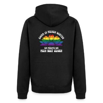 Bunter Garten Blumenbeet Gärtner Gartenliebhaber - Unisex Premium Bio Zip Hoodie - Schwarz - Hinten - Nico (187cm)