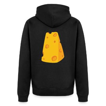 Käsestück Kostüm Käsekostüm Karneval Fasching Käse - Unisex Premium Bio Zip Hoodie - Schwarz - Hinten - Nico (187cm)