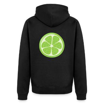 Limette Kostüm Faschingskostüm Fasching Limetten - Unisex Premium Bio Zip Hoodie - Schwarz - Hinten - Nico (187cm)