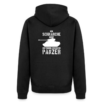 BUNDESWEHR SOLDAT PANZER BUND SOLDATEN - Unisex Premium Bio Zip Hoodie - Schwarz - Hinten - Nico (187cm)