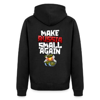 Make Russia Small Again - Unisex Premium Bio Zip Hoodie - Schwarz - Hinten - Nico (187cm)