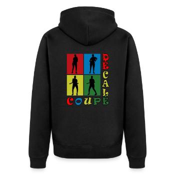 Offbeat Coupé für Damen - Unisex Premium Bio Zip Hoodie - Schwarz - Hinten - Nico (187cm)