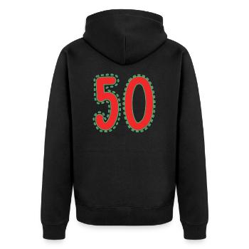 50. 50 ANS. 50e ANNIVERSAIRE. ANNIVERSAIRE 50 ANS. - Veste à capuche bio Premium Unisexe - noir - Dos - Nico (187cm)