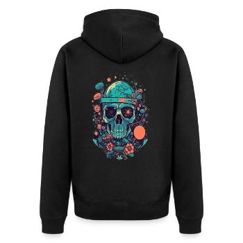 vecteur psychédélique crâne illustration magie Design - Veste à capuche bio Premium Unisexe - noir - Dos - Nico (187cm)