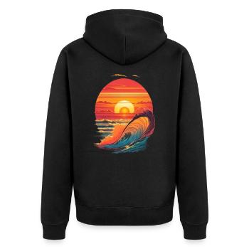 retro sunset and waves - Veste à capuche bio Premium Unisexe - noir - Dos - Nico (187cm)