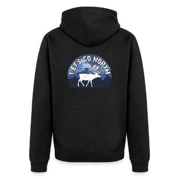 Go North | Nordland |Norden | Karibu | Rentier - Unisex Premium Bio Zip Hoodie - Schwarz - Hinten - Nico (187cm)