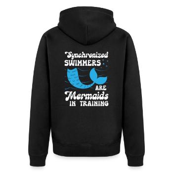 Synchronized Swimmers Are Mermaids In Training - Unisex Premium Bio Zip Hoodie - Schwarz - Hinten - Nico (187cm)