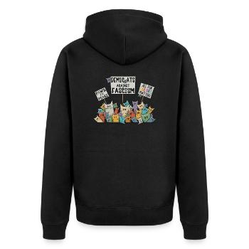 Demokratische Katzen gegen Faschismus für Vielfalt - Unisex Premium Bio Zip Hoodie - Schwarz - Hinten - Nico (187cm)