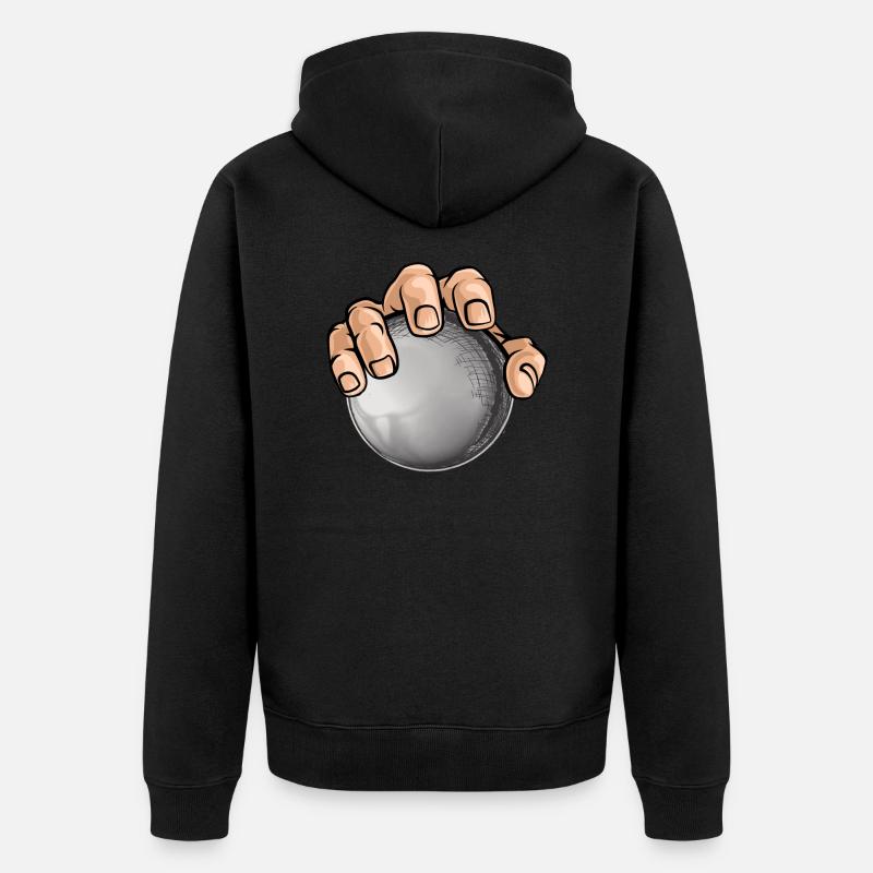 Boule Hand mit Kugel - Unisex Premium Bio Zip Hoodie - Schwarz