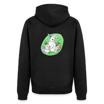 Osterhase - Unisex Premium Bio Zip Hoodie - Schwarz - Hinten - Nico (187cm)