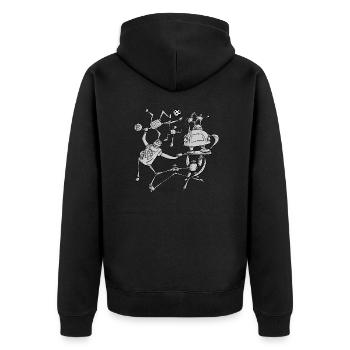Casually sporty circus chaos of the robots - Unisex Premium Organic Zip Hoodie - black - Back - Nico (187cm)