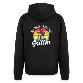 Griller BBQ Grill Grillmeister Grillen Grillparty - Unisex Premium Bio Zip Hoodie - Schwarz - Hinten - Nico (187cm)