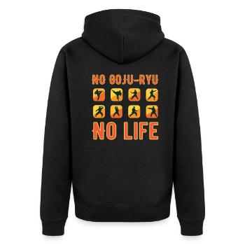 No Goju-Ryu no Life T-Shirt - Unisex Premium Bio Zip Hoodie - Schwarz - Hinten - Nico (187cm)