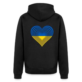 Ukraine - Unisex Premium Bio Zip Hoodie - Schwarz - Hinten - Nico (187cm)