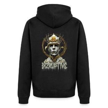 statue gold with barbed wire - Unisex Premium Bio Zip Hoodie - Schwarz - Hinten - Nico (187cm)
