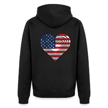 USA heart love America - Unisex Premium Bio Zip Hoodie - Schwarz - Hinten - Nico (187cm)