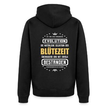 Blütezeit mit Erfolg bestanden T-Shirt - Unisex Premium Bio Zip Hoodie - Schwarz - Hinten - Nico (187cm)