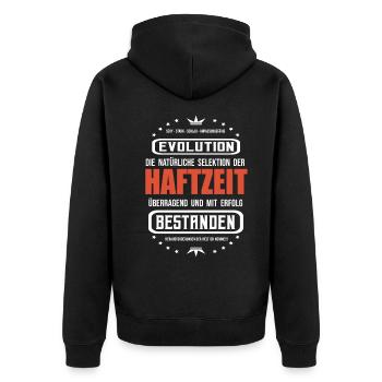 Haftzeit mit Erfolg bestanden T-Shirt - Unisex Premium Bio Zip Hoodie - Schwarz - Hinten - Nico (187cm)