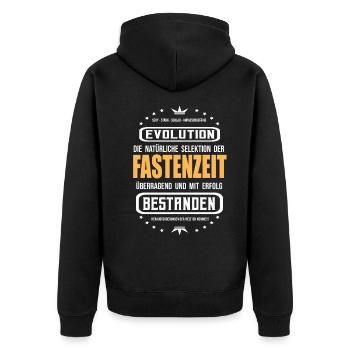 Fastenzeit mit Erfolg überstanden - Ramadan Shirt - Unisex Premium Bio Zip Hoodie - Schwarz - Hinten - Nico (187cm)