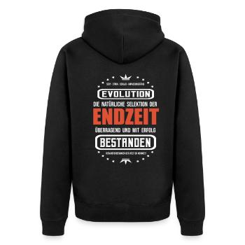 E-Zeit mit Erfolg überstanden - Zombie Apokalypse - Unisex Premium Bio Zip Hoodie - Schwarz - Hinten - Nico (187cm)