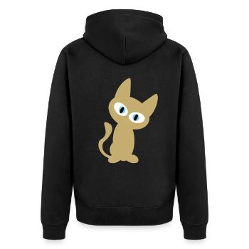 Goldene Katzen T-Shirt - Unisex Premium Bio Zip Hoodie - Schwarz - Hinten - Nico (187cm)