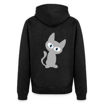 Grey cat or hangover as a cool cat design - Unisex Premium Organic Zip Hoodie - black - Back - Nico (187cm)