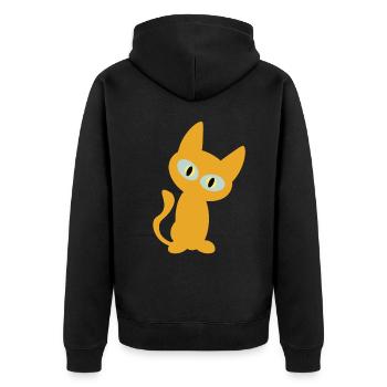 Orange Katzen Design für den Fan der Katze - Kater - Unisex Premium Bio Zip Hoodie - Schwarz - Hinten - Nico (187cm)