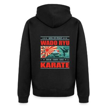 Karaté Wado Ryu cool et design japonais - Veste à capuche bio Premium Unisexe - noir - Dos - Nico (187cm)