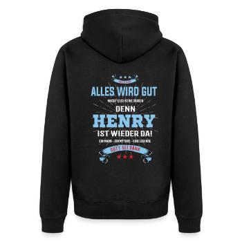 tout ira bien parce que Henry Is There T-Shirt - Veste à capuche bio Premium Unisexe - noir - Dos - Nico (187cm)