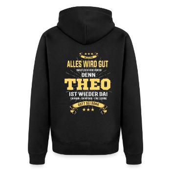 tout ira bien parce que Theo Is There T-Shirt - Veste à capuche bio Premium Unisexe - noir - Dos - Nico (187cm)