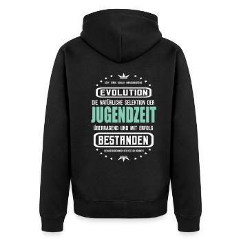 Jugendzeit überragend und mit Erfolg bestanden - Unisex Premium Bio Zip Hoodie - Schwarz - Hinten - Nico (187cm)
