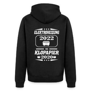 Elektroheizung 2022 wie Klopapier in 2022 - Unisex Premium Bio Zip Hoodie - Schwarz - Hinten - Nico (187cm)