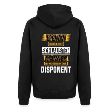 Disponent einer der schlausten Männer der Welt - Unisex Premium Bio Zip Hoodie - Schwarz - Hinten - Nico (187cm)