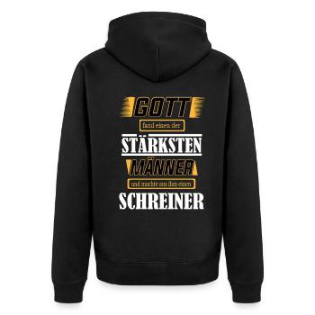 Schreiner, einer der stärksten Männer der Welt - Unisex Premium Bio Zip Hoodie - Schwarz - Hinten - Nico (187cm)