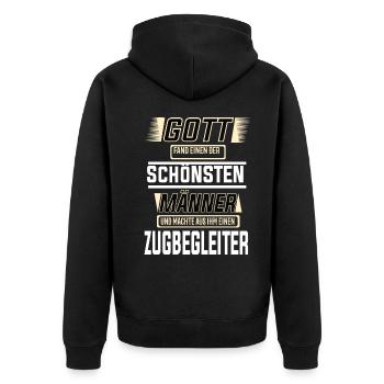 Zugbegleiter, einer der schönsten Männer der Welt - Unisex Premium Bio Zip Hoodie - Schwarz - Hinten - Nico (187cm)