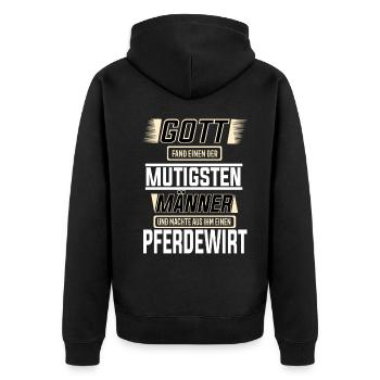 Pferdewirt, einer der mutigsten Männer der Welt - Unisex Premium Bio Zip Hoodie - Schwarz - Hinten - Nico (187cm)