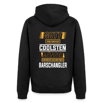 Barschangler einer der coolsten Männer der Welt - Unisex Premium Bio Zip Hoodie - Schwarz - Hinten - Nico (187cm)