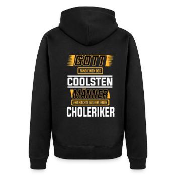 Choleriker einer der coolsten Männer der Welt - Unisex Premium Bio Zip Hoodie - Schwarz - Hinten - Nico (187cm)