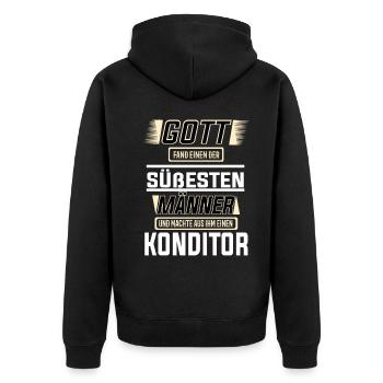 Konditor einer der süßesten Männer der Welt - Unisex Premium Bio Zip Hoodie - Schwarz - Hinten - Nico (187cm)