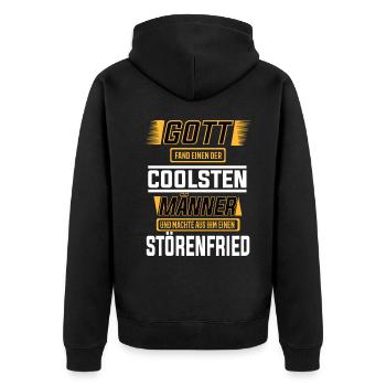 Störenfried einer der coolsten Männer der Welt - Unisex Premium Bio Zip Hoodie - Schwarz - Hinten - Nico (187cm)