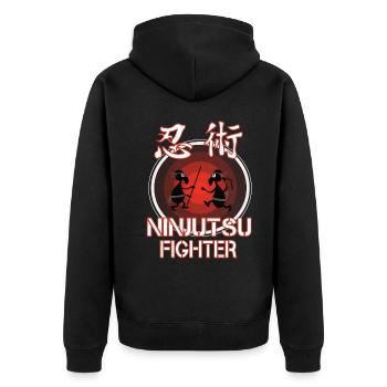 Funny Ninjutsu Fighter Outfit - Unisex Premium Organic Zip Hoodie - black - Back - Nico (187cm)